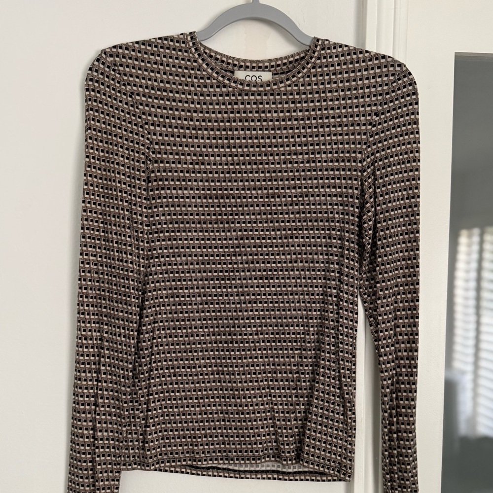COS Sheer Geometric Knit Long-Sleeve Top